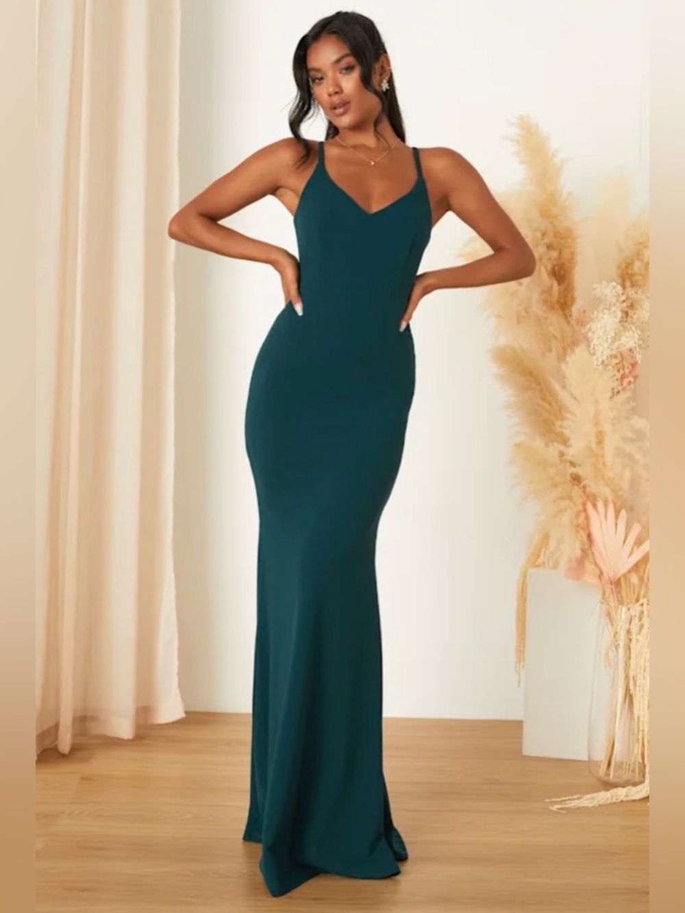 Lulus Moments Of Bliss Forest Green Backless Mermaid Maxi Dress Womens XSmall